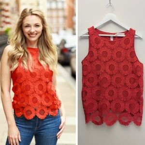 LOFT Sunflower Lace Scalloped Top